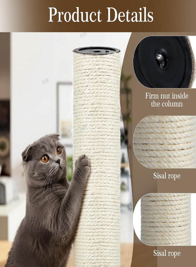 AojSup 4 PCS M8 15.7 x 2.75 Inch Cat Scratching Post Replacement, Sisal Pole Cat Tree Replacement Post with Screws, Refill Scratcher Posts for Indoor Kitten Tree Tower Spare Cats Furniture Protector - Image 4